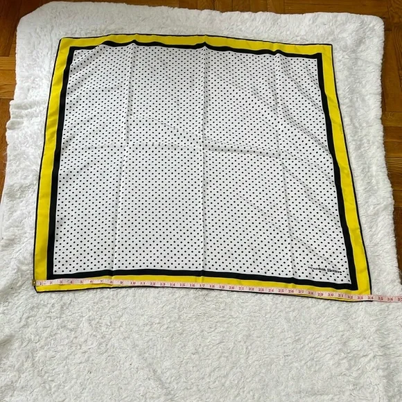 Carolina Herrera Yellow and Black Polka Dot Scarf - Picture 10 of 12